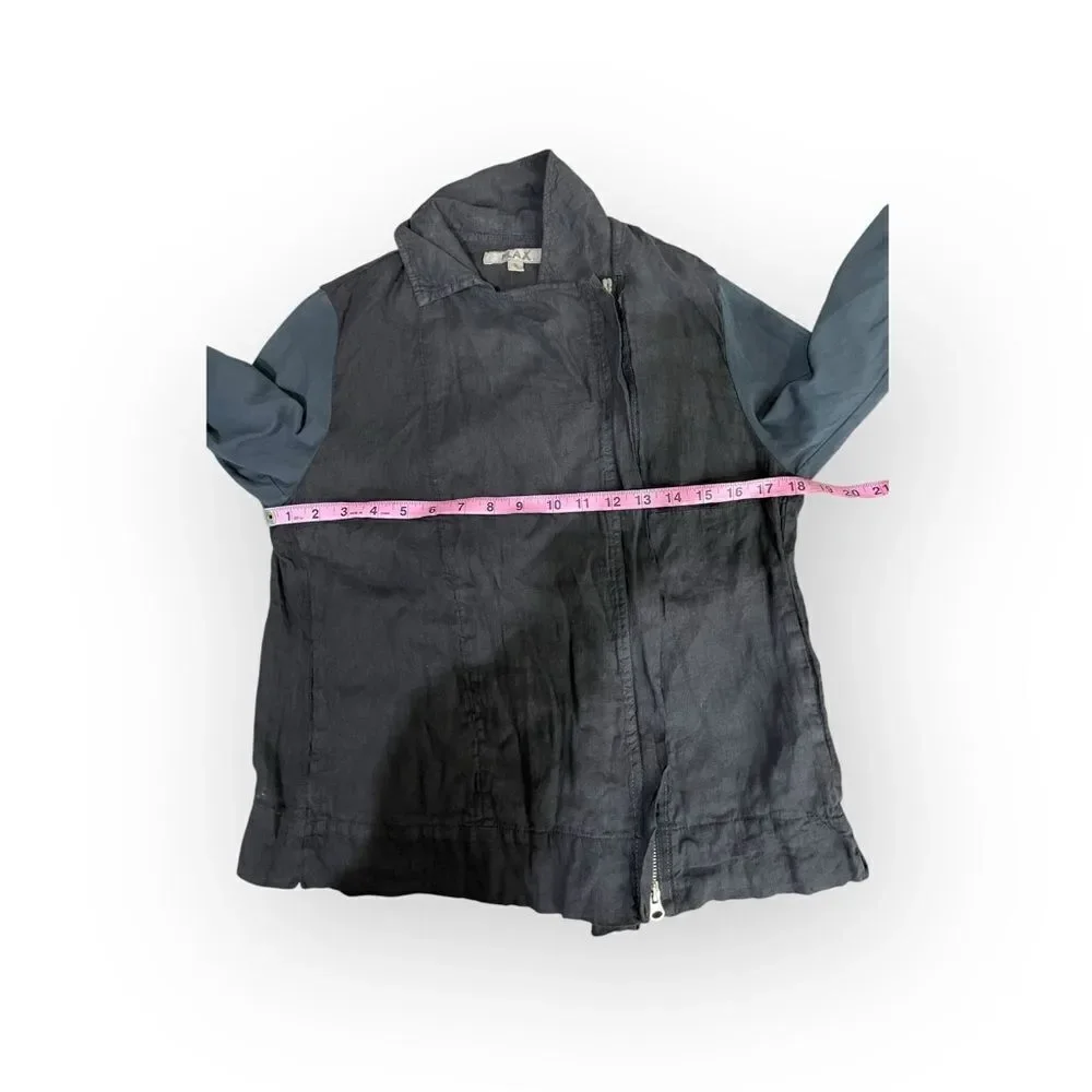 FLAX Asymmetrical Zip Hooded Sweatshirt Jacket